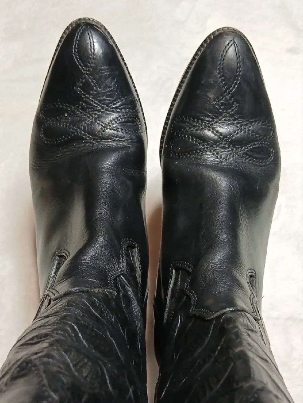 Joan & David Black Western Leather Boots Size 6.5